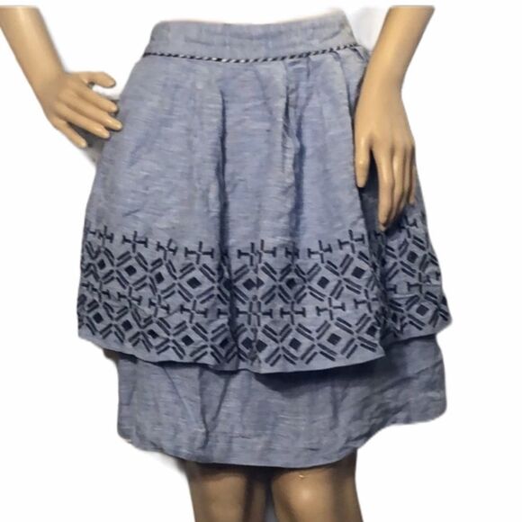 Anthropologie Odille Alpine Dream Skirt Blue Chambray Small - Picture 3 of 8